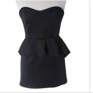 Little black peplum dress | mini dress | Sweetheart neckline  | Strapless dress
